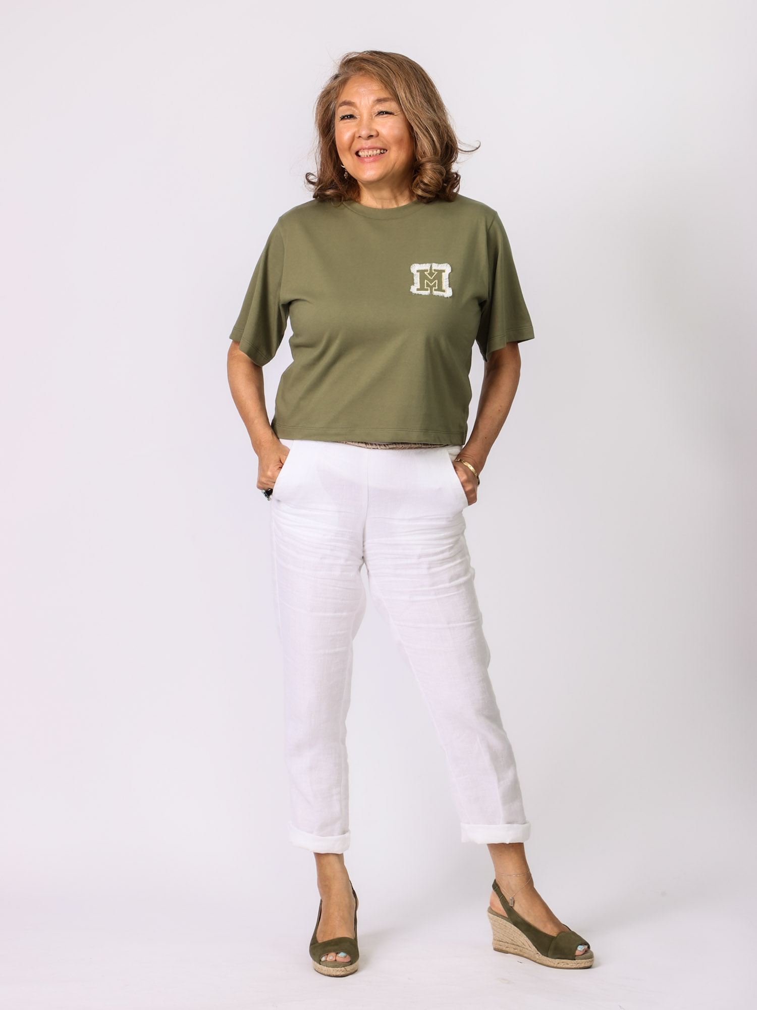Mylanka(M刺繍ポイントTシャツ)