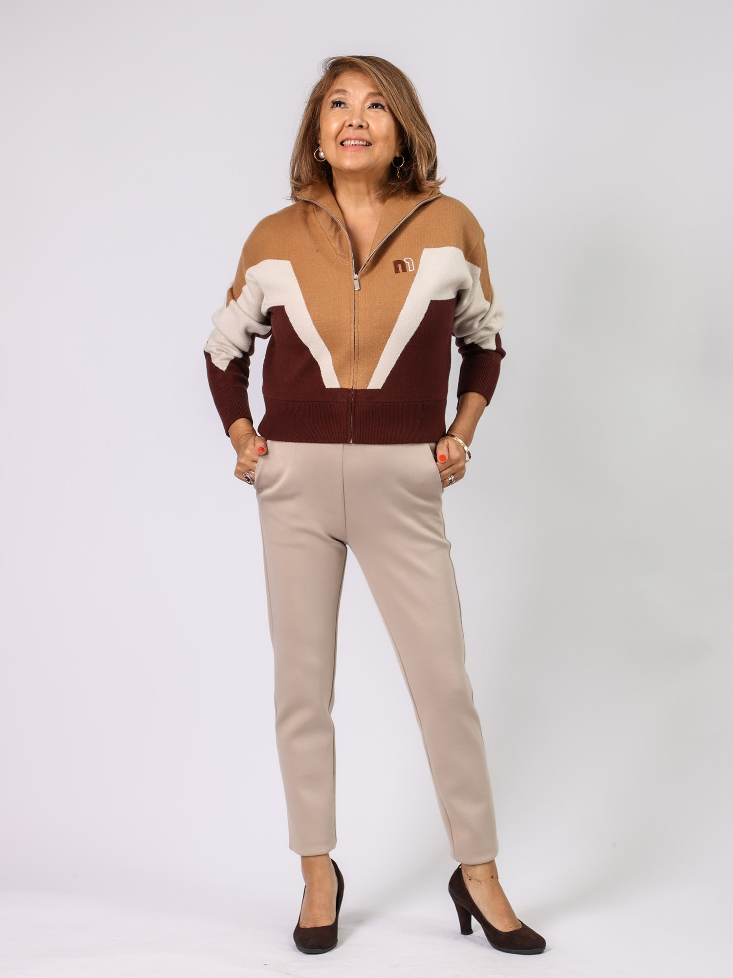 Mylanka(配色ジャガードニットブルゾン)