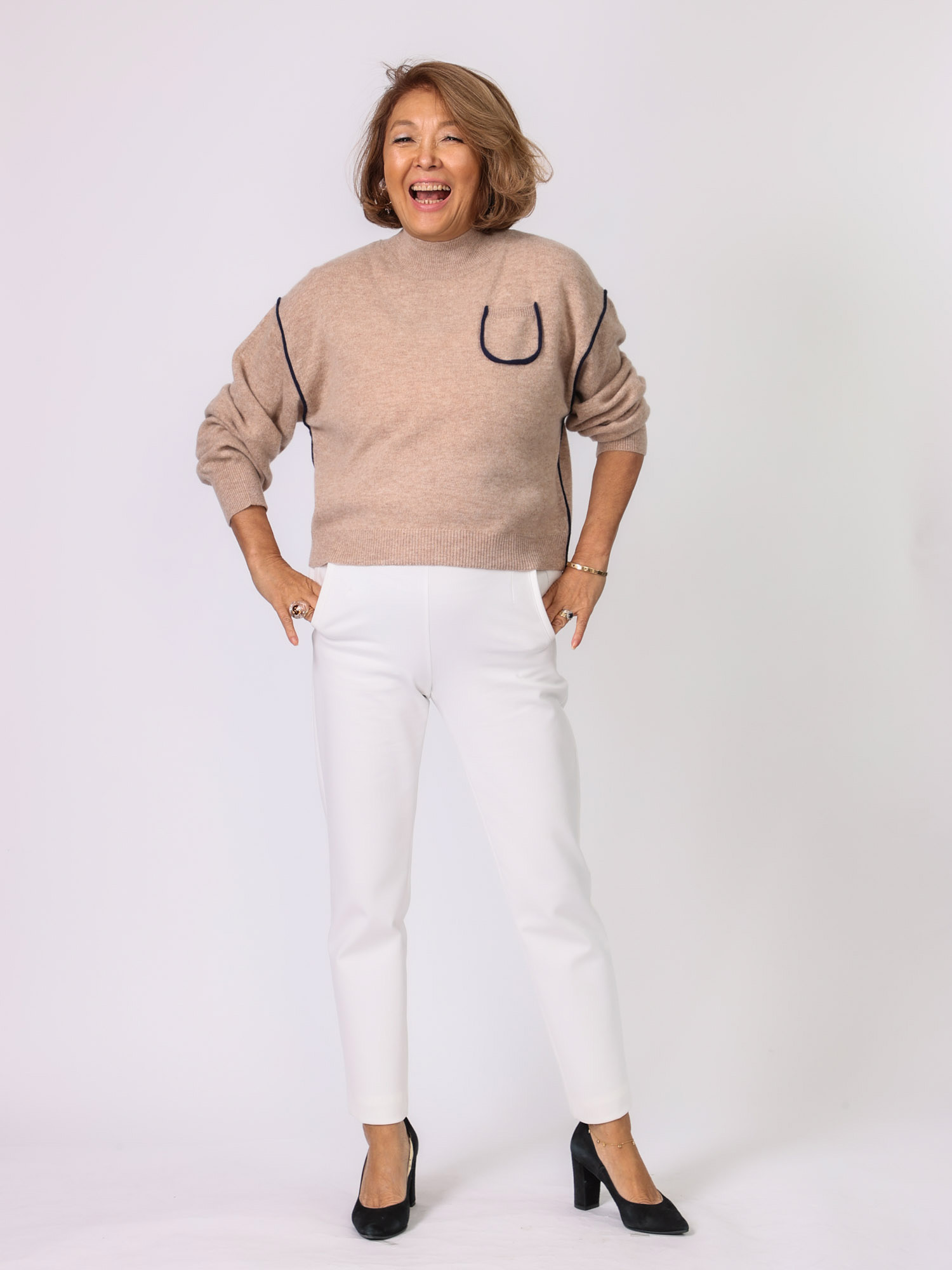 Mylanka(ハイネックパイピングニット)