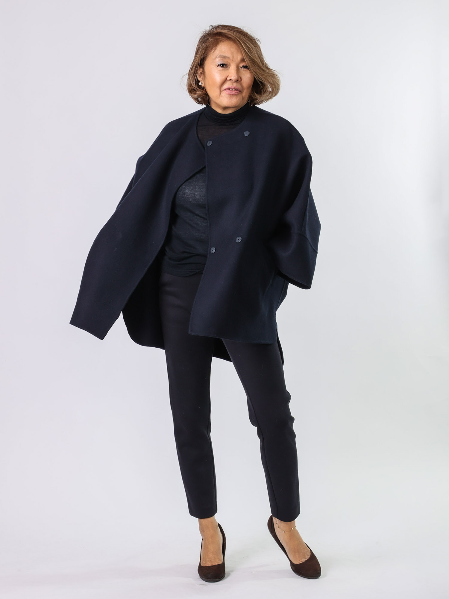 BRAHMIN(ノーカラーポンチョコート)