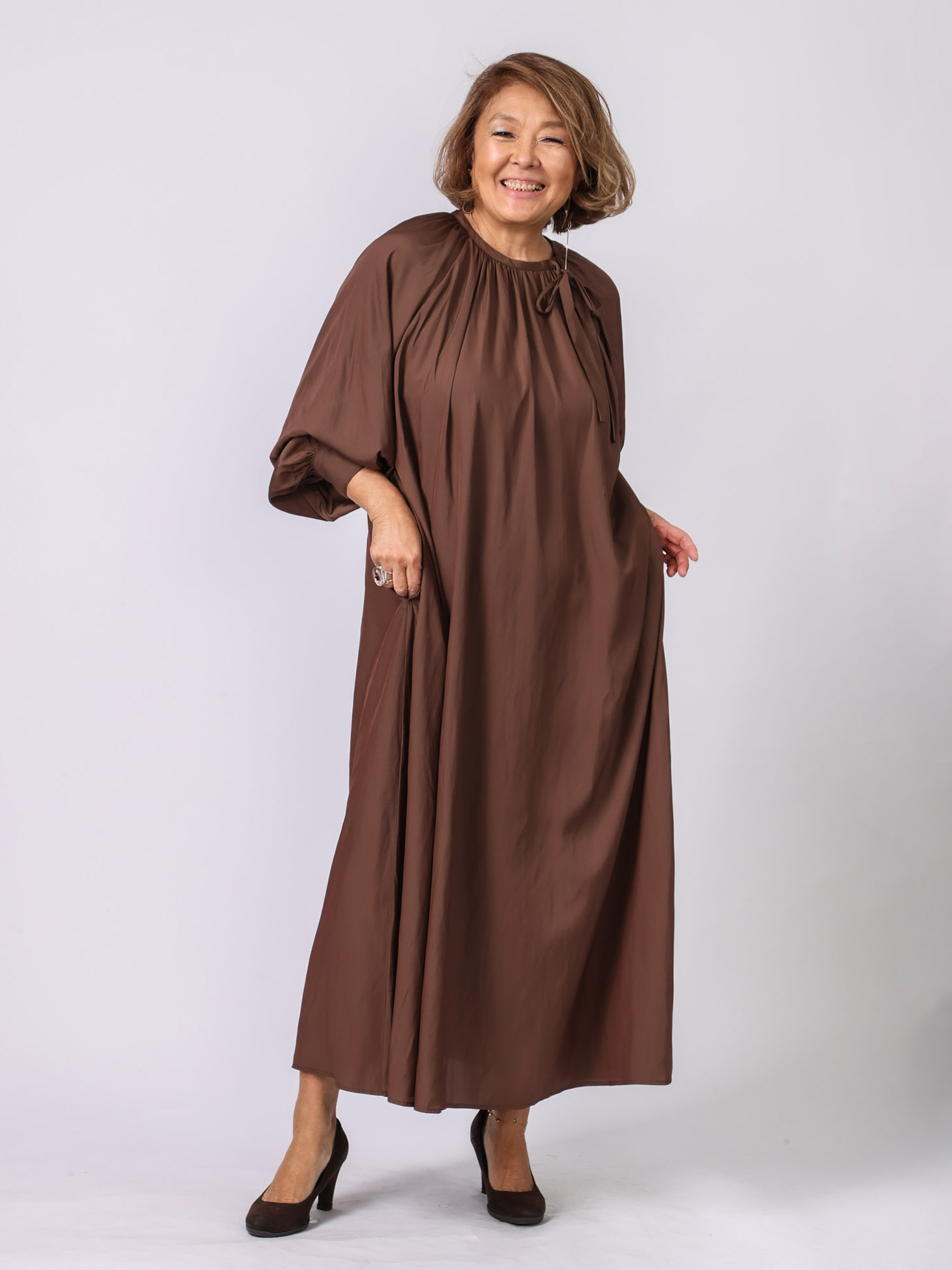 Mylanka(ギャザータイリボンワンピース)