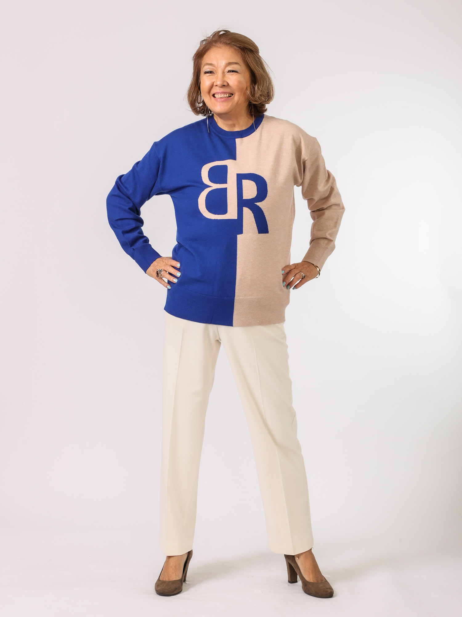 BRAHMIN(インターシャロゴセーター）